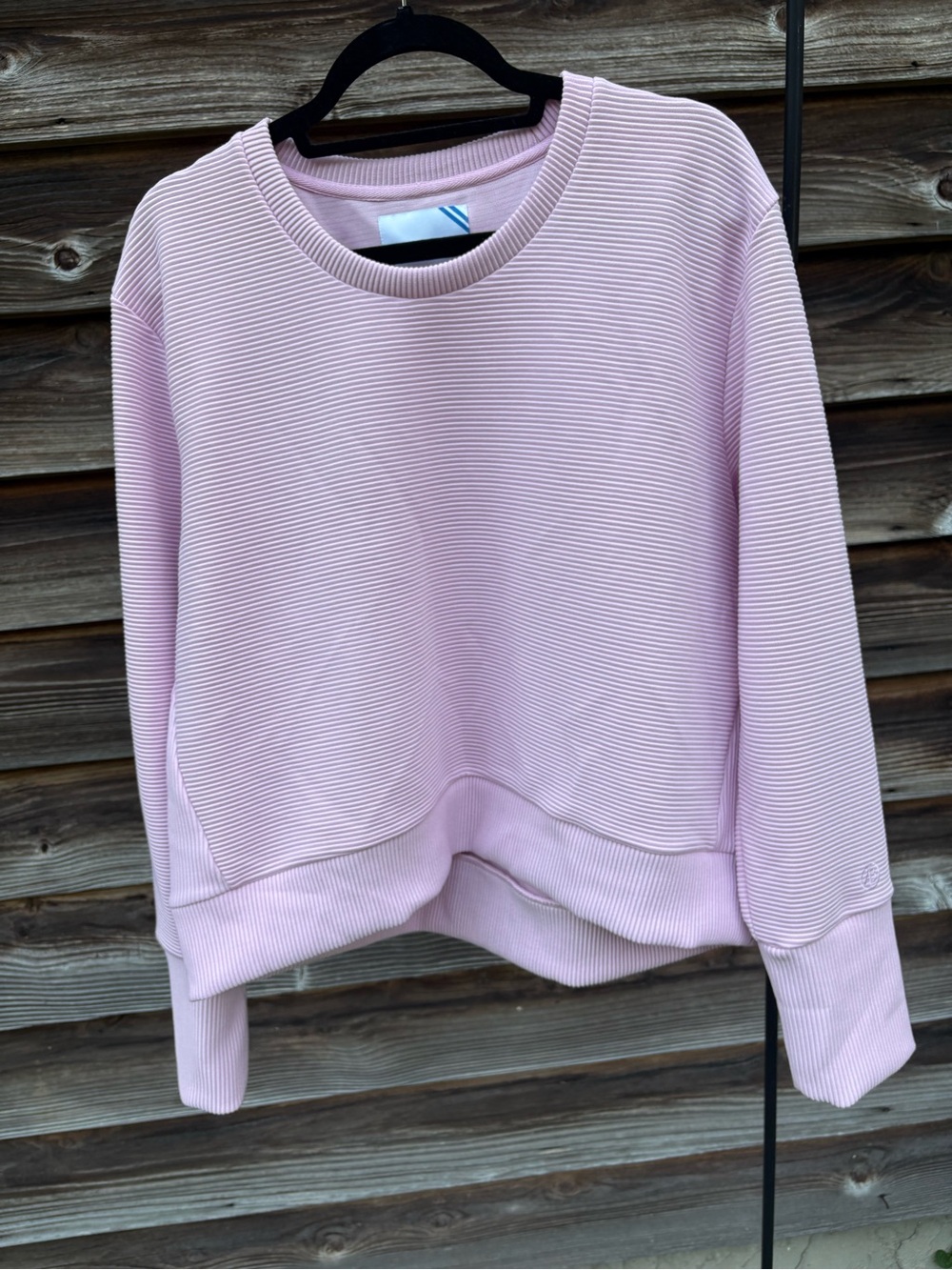 Addison Bay Light Pink Ribbed Crewneck Sweater